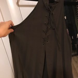 Olive lace back tank